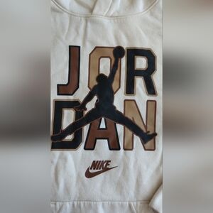 Kids Nike Jordan Cream Hoodie with Brown Logo